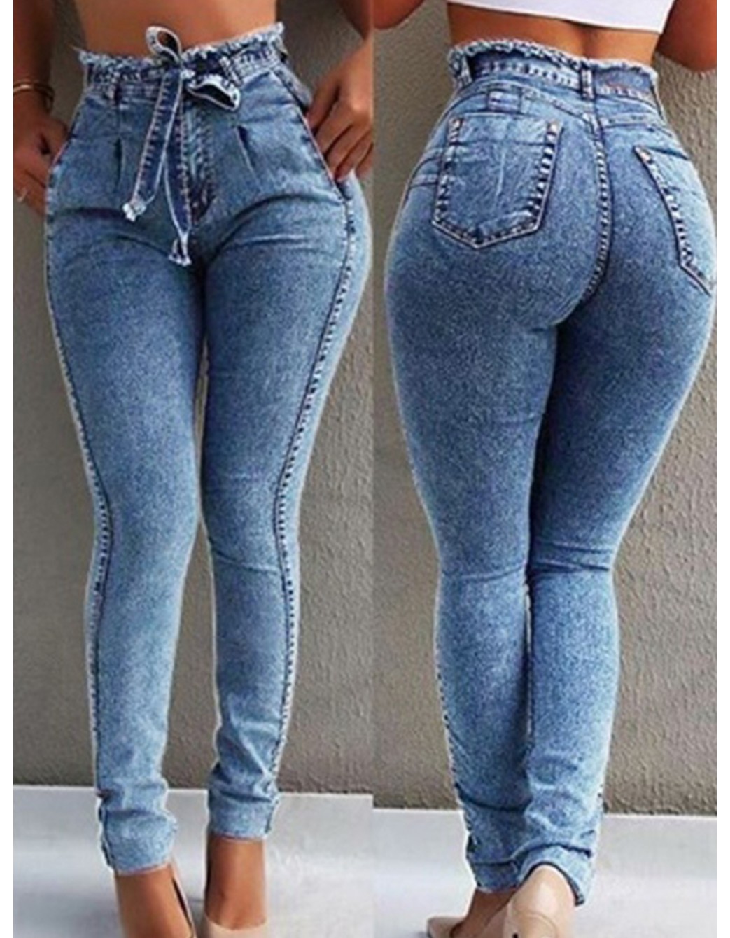New High-rise Slim-fit Casual Stretch Jeans